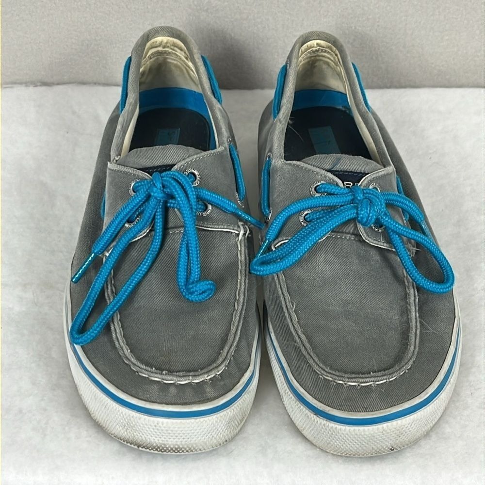 Sperry Top Sider Canvas Boat Shoes Mens Size 8M Grey Blue - Picture 2 of 9